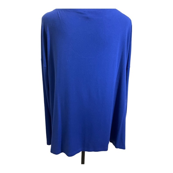Eileen Fisher womens round neckline royal blue viscose blouse size large - Picture 9 of 10